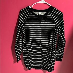 Black and White Striped Long Sleeve Dress